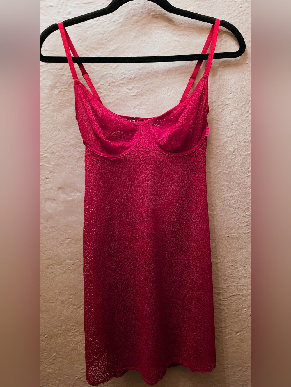 DKNY Intimates Red Lace Underwire Chemise Slip Dress Lingerie Size M